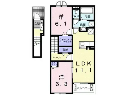 ドリームコート御代田A(2LDK/2階)の間取り写真