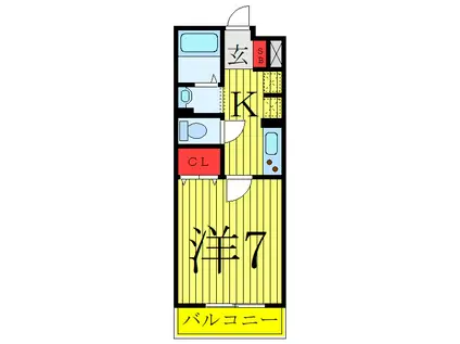 フルールさくらII(1K/3階)の間取り写真