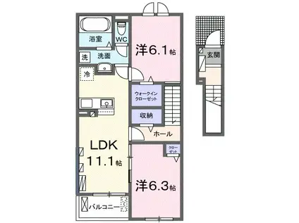 富士急行 河口湖駅 徒歩30分 2階建 新築(2LDK/2階)の間取り写真