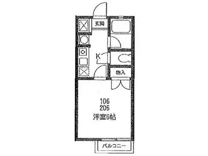 メルベーユ アビテ(1K/1階)の間取り写真