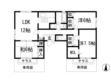 ハイツエム(1LDK/1階)の間取り写真