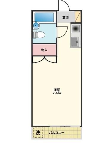 ベルメゾン(ワンルーム/2階)の間取り写真