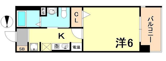 ロイヤル神戸三宮(1K/6階)の間取り写真