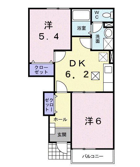 グリーン・コートII(2DK/1階)の間取り写真