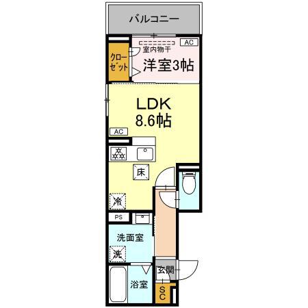 ルナジア(1LDK/1階)の間取り写真