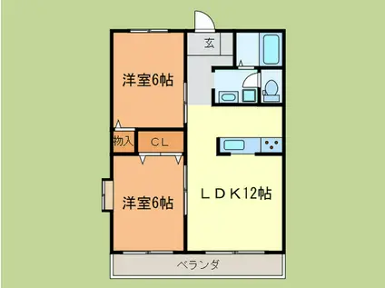 グリーンハイツ西明石(2LDK/3階)の間取り写真