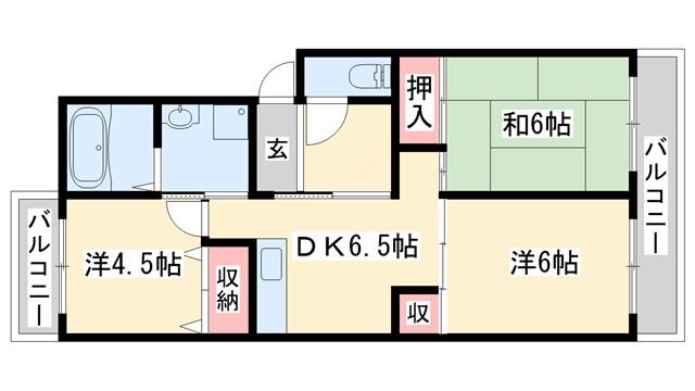 日成日笠コーポ(3DK/1階)の間取り写真