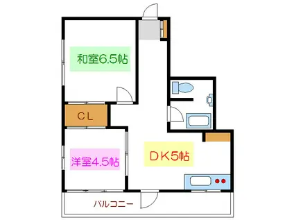 菊川レジデンス坂本(2DK/4階)の間取り写真