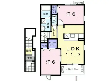 JR和歌山線 下井阪駅 徒歩10分 2階建 築16年(2LDK/2階)の間取り写真