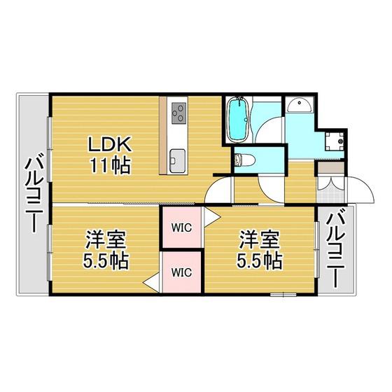 プランドール高砂(2LDK/6階)の間取り写真
