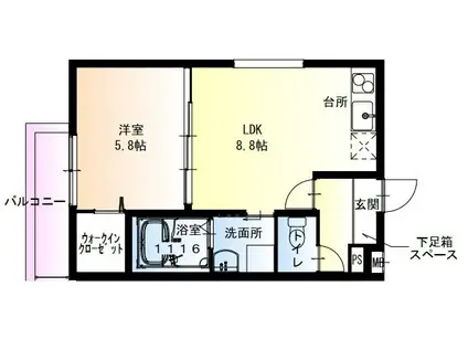 フジパレス伊丹北本町II番館(1LDK/3階)の間取り写真