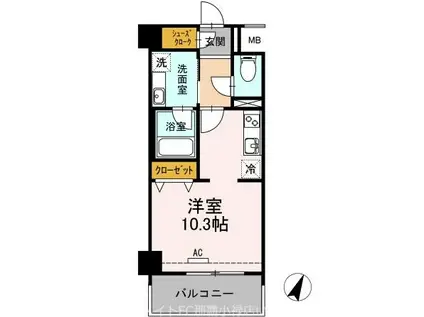 黄金森ガーデンII(1K/2階)の間取り写真