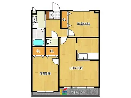 ローズタカSHOW(2LDK/2階)の間取り写真