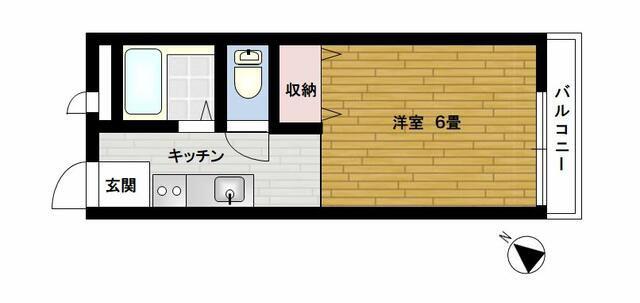 コーポ山吹(1K/2階)の間取り写真