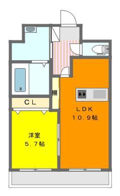 パークサイド中田(1LDK/1階)の間取り写真