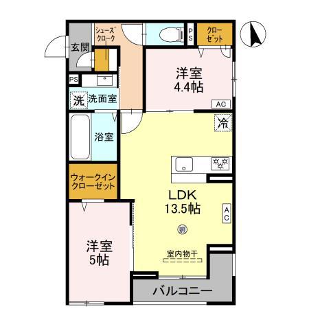 COCOONIA(2LDK/3階)の間取り写真