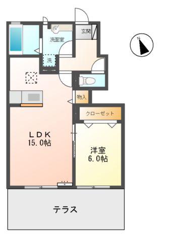 ウィステリア(1LDK/1階)の間取り写真