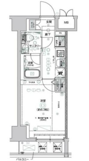 CREST TAPP新横浜(1K/2階)の間取り写真