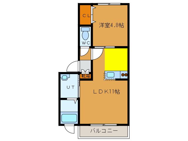 ルミエール宝来(1LDK/1階)の間取り写真