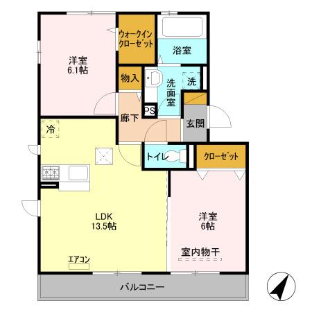 GRAND CHARIOT(2LDK/2階)の間取り写真