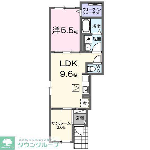 クリスタル・II(1LDK/1階)の間取り写真