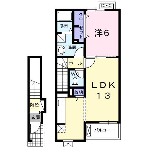 カーサ・アイ倉梯 II(1LDK/2階)の間取り写真