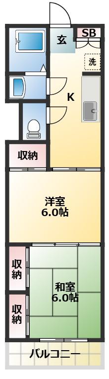 エルハイツ第4テラジマ(2K/2階)の間取り写真