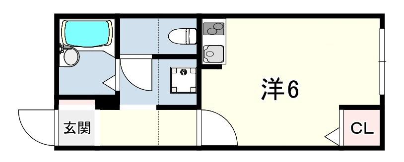 オリーブハウス(ワンルーム/2階)の間取り写真