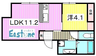 フェリシア荒田八幡(1LDK/2階)の間取り写真