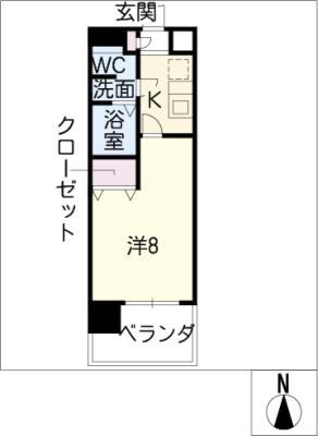 ESSE東別院(1K/8階)の間取り写真