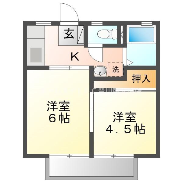 ライブ南瓦153(2K/2階)の間取り写真