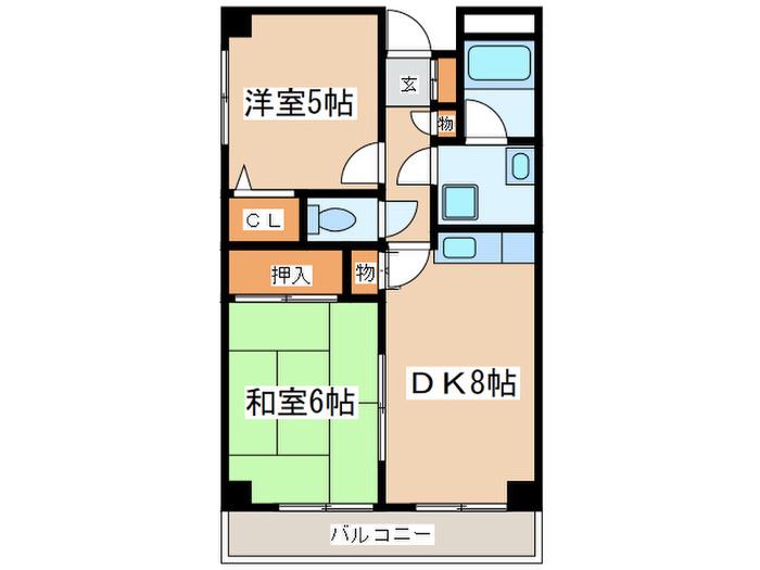 アーデルサンアイ(2DK/3階)の間取り写真