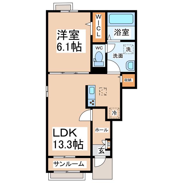 アンバーテラス I(1LDK/1階)の間取り写真