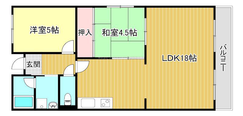 ヴェルドミール(2LDK/2階)の間取り写真