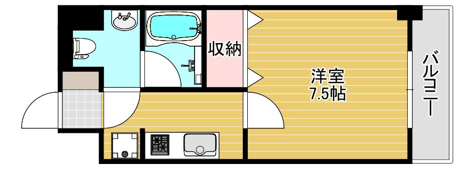 プラムコート(1K/6階)の間取り写真