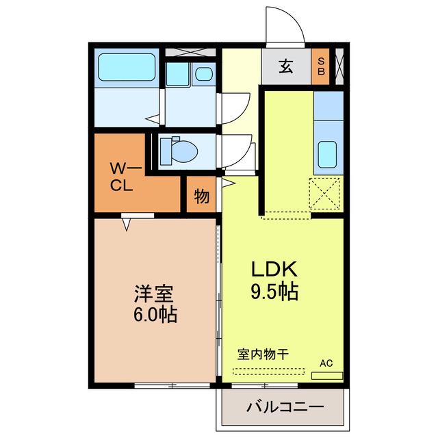 リビングタウン瀬田 A・B棟(1LDK/1階)の間取り写真