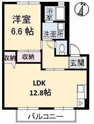 シエル・エトワールB棟(1LDK/2階)の間取り写真