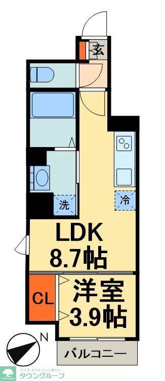 ピーニャ市川(1LDK/4階)の間取り写真