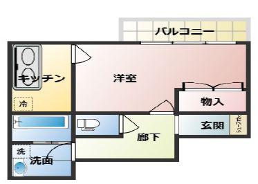 アヴァンツァーレ弁天町(1K/4階)の間取り写真