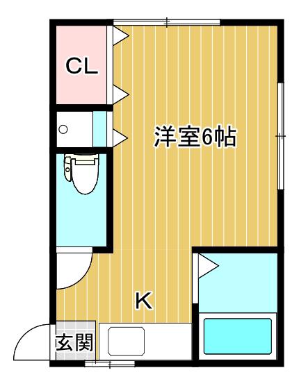 JR越後線 関屋駅(新潟) 徒歩24分 2階建 築31年(1K/2階)の間取り写真