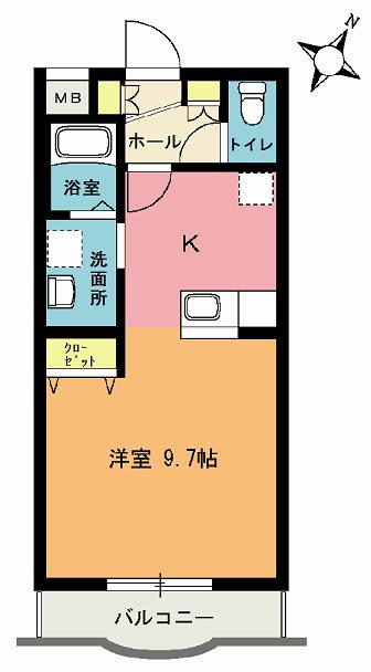 エクスバルサンフラワー(1K/3階)の間取り写真