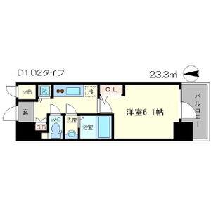 エスリード松屋町サウス(1K/8階)の間取り写真
