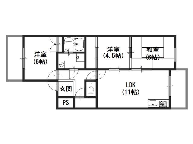 スクエアメゾン並河B(3LDK/2階)の間取り写真