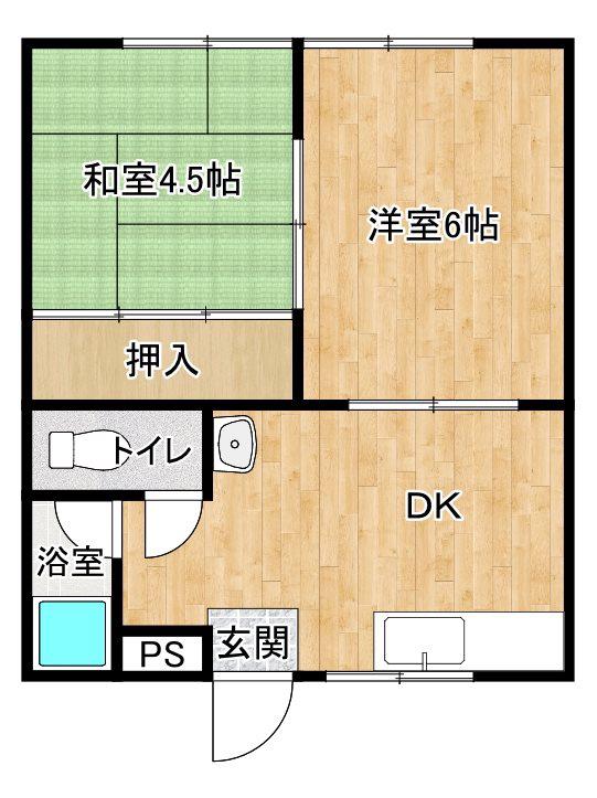 コーポ長沢(2DK/2階)の間取り写真