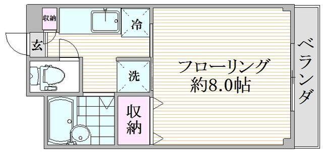 シリウスアヤセII(1K/2階)の間取り写真