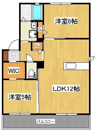 コスモスコーポラスD棟(2LDK/1階)の間取り写真