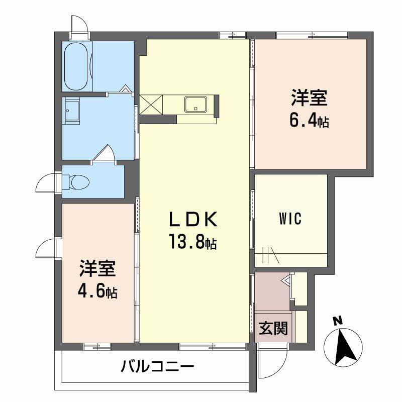 ラ・カーサ・アザレア(2LDK/1階)の間取り写真