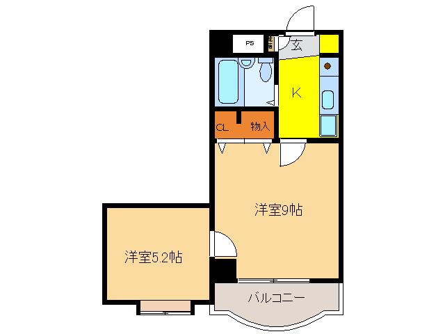 エクセル香蘭(2K/3階)の間取り写真