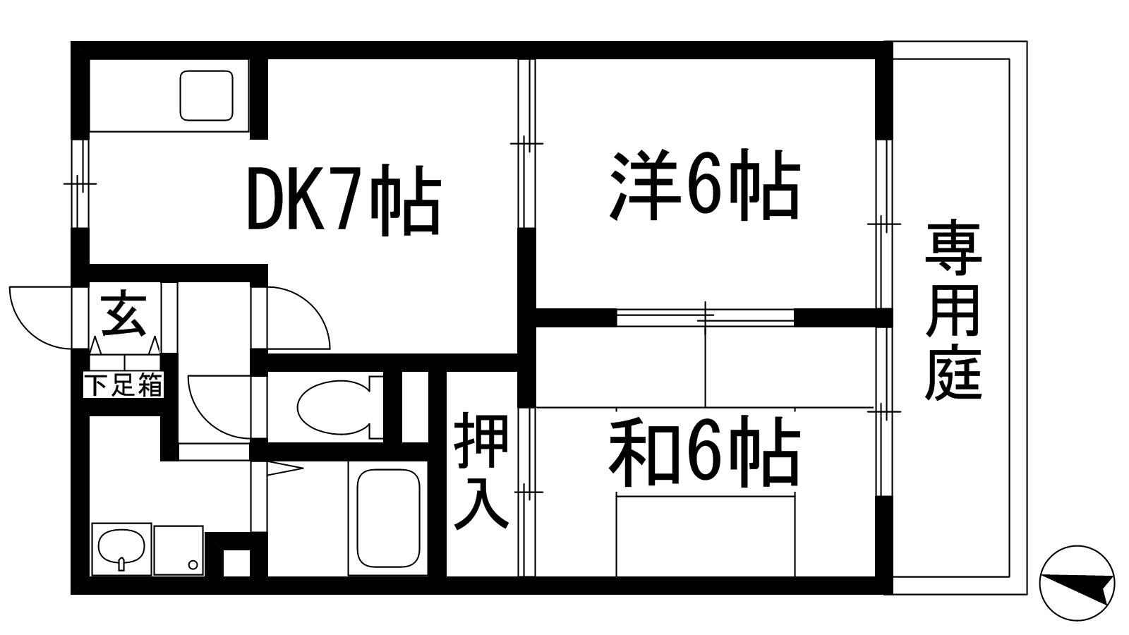 奥畑荘(2DK/1階)の間取り写真