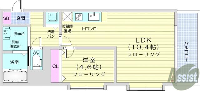 スクエア泉中央(1LDK/10階)の間取り写真